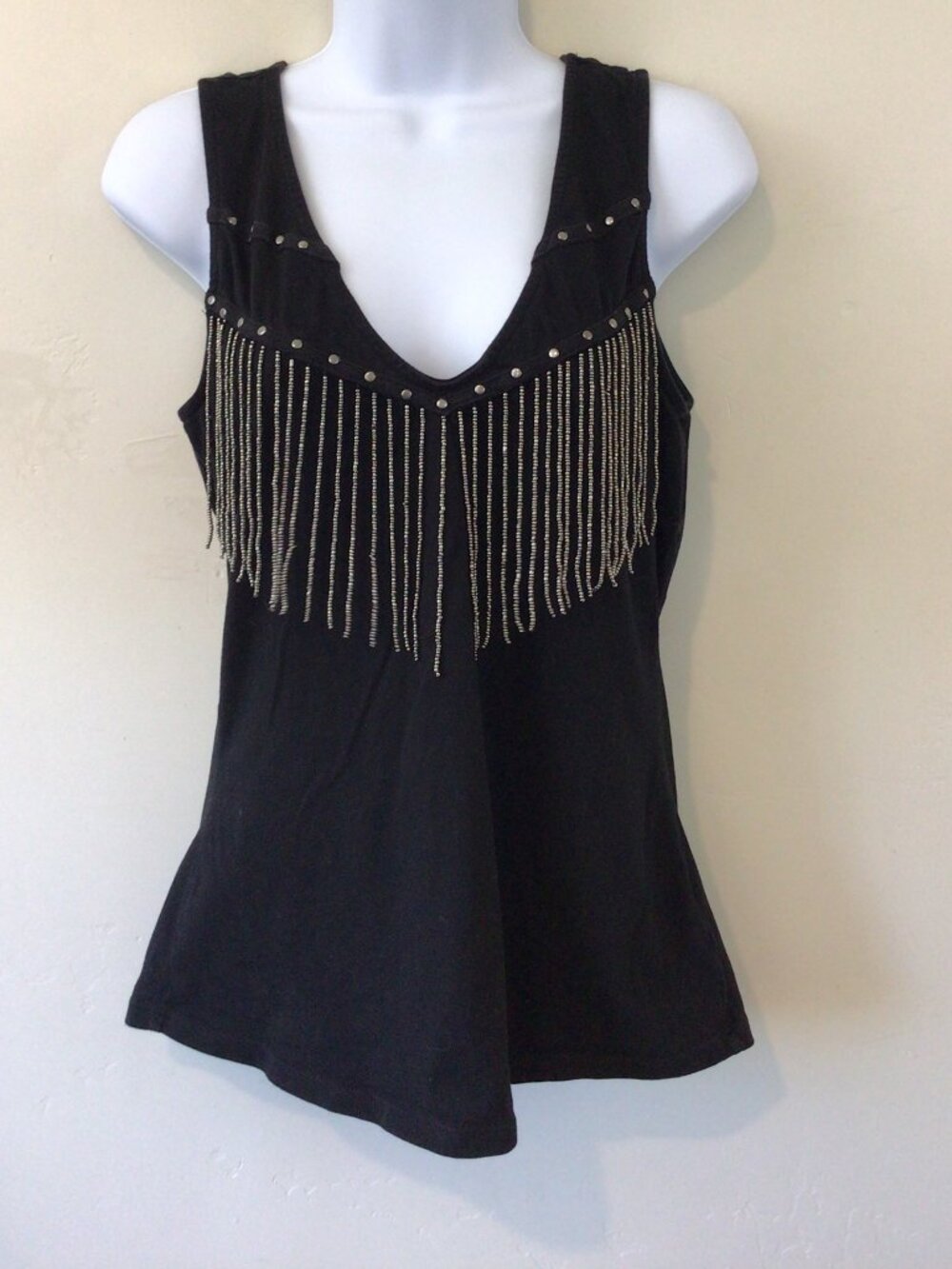 Idyllwind Fueled by Miranda Lambert Beaded Fringe Sleeveless VNeck Shirt Size M